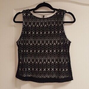 Black and White Lace Top Bisou Bisou